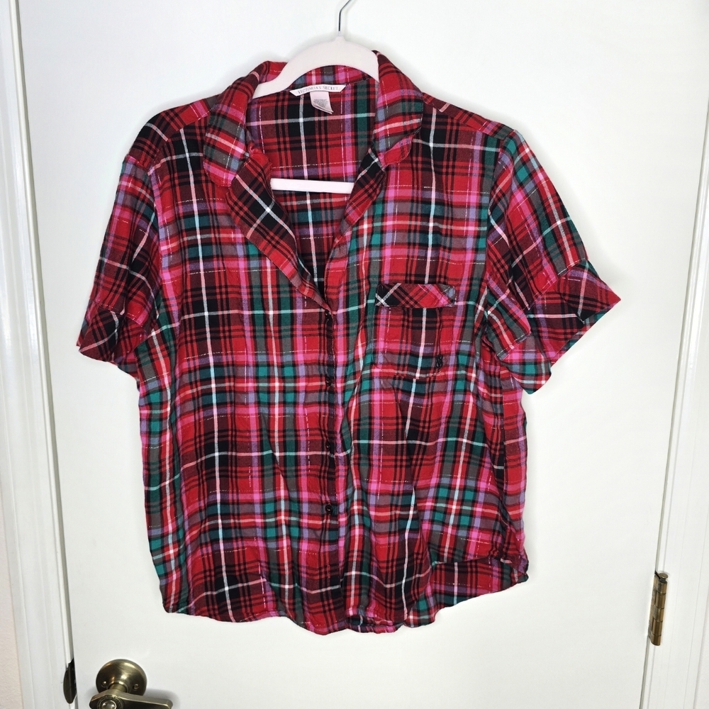 Victoria's Secret Red Plaid Pajama Top M